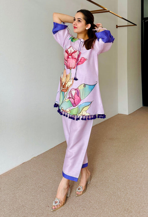 Myra Lavender Festive Floral Kurta Set